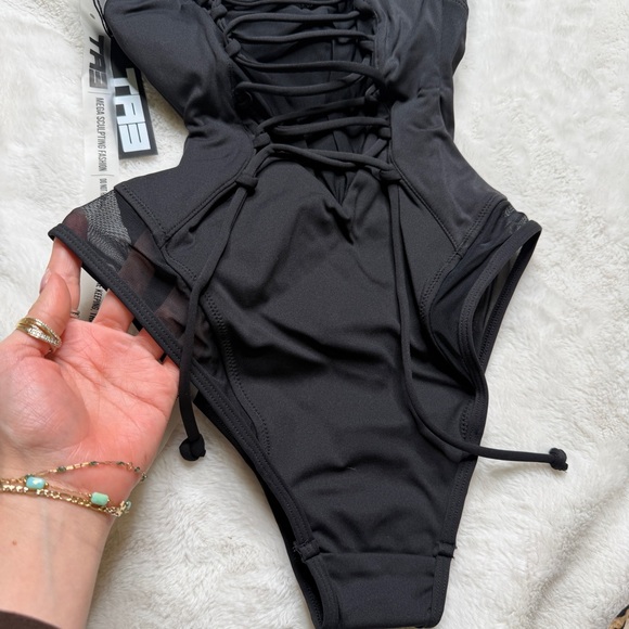 TA3 Meshy One Piece Swimsuit Black XS Short Petite Fit - Picture 6 of 9